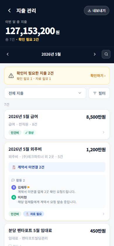 Xcute 지출 내역과 관련 증빙